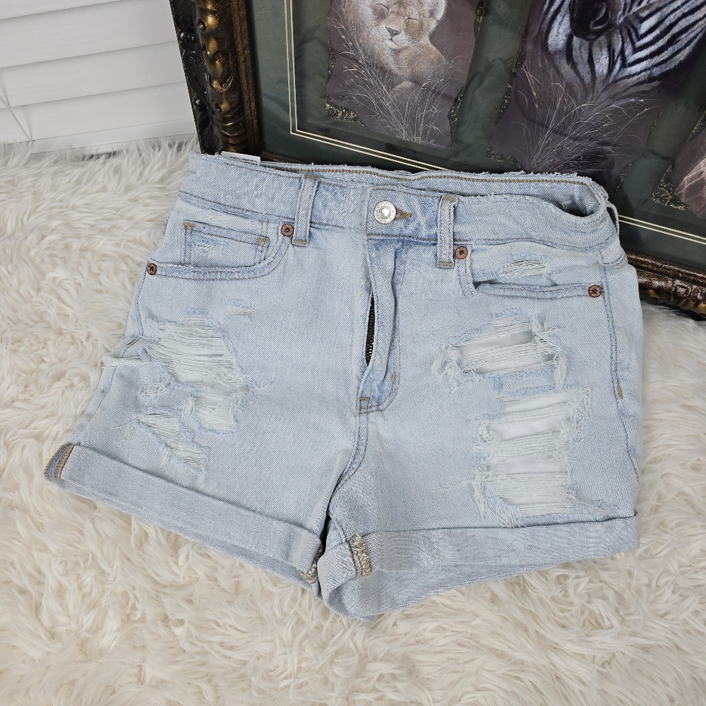 American Eagle Stretch Distressed Mom Shorts